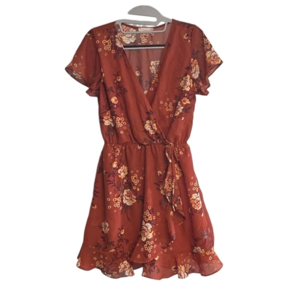 Altard State Wrap Dress Short Sz L Flutter Sleeves Boho Spring Summer